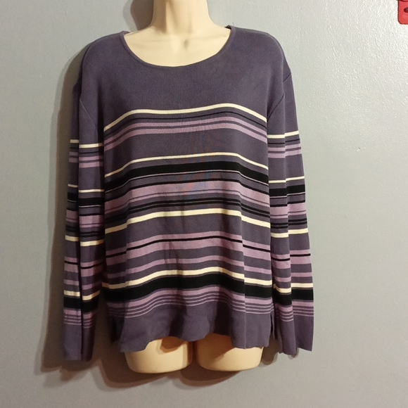 Style &Co. Collection purple striped sweater - Picture 3 of 17
